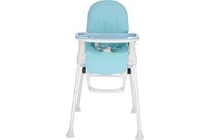 MorNon Baby High Chair 3 in 1 Portable Highchair Dining Table Chair Height-Adjustable Chair Foldable Baby Chair with Tray Wheels, Blue
