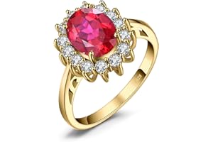 JewelryPalace Princess Diana Kate Middleton Class Gemstone Birthstone Sapphire Halo Engagement Rings for Women, Anniversary 14K White Yellow Rose Gold Plated 925 Sterling Silver Promise Rings for Her
