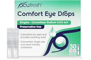 Ocufresh Comfort Eye Drops – 30 Single-Use Vials (0.4ml Each) – Mild & Gentle Dry Eye Relief for Screen Fatigue, Redness, Irritation – Preservative-Free, Sterile & Travel-Friendly Hydration