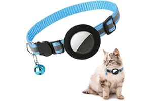 LONGYIFA Airtag Cat Collar, Air tag Cat Collar with Bell and Safety Buckle in 3/8" Width, Reflective Collar with Waterproof Airtag Holder Compatible with Apple Airtag for Cat Dog Kitten Puppy (Blue)