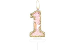 mciskin Alles Gute zum 1. Geburtstag Schmetterling Kerzen, Roségold Kerzen Kuchen Cupcake Topper für Kuchen, Mädchen 1. Geburtstag Kuchendekorationen, Schmetterling 1. Geburtstag Kerze Kuc