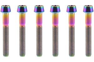 Yaruijia Bullone in titanio M6 x 10/15/16/18/20/25/30/35/40/45/50/55/60 mm, viti a testa conica con esagono incassato Gr5, confezione da 6 (M6 x 35 mm, arcobaleno)