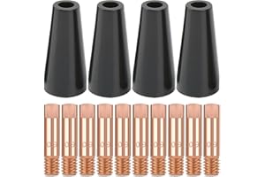 EATBALE 14AK 15AK Flux Core Kit ugelli senza gas, punta di contatto per saldatura MIG 0,9 mm 0,035 '' M6, per torce di saldatura per accessori per saldatori MIG MAG 15AK 14AK MB15 (14 pezzi)