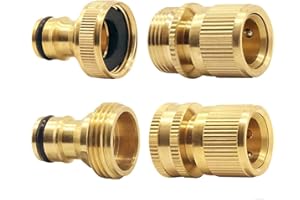 Tesmotor Expandable Garden Hose Male and Female Adaptors Connector Quick Connect Tap and Spray Appliance Kit(4 pcs)