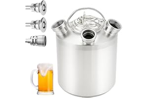 KENSBRO Fût de Nettoyage de Bière en Acier Inoxydable 10L, Récipient de Nettoyage à 3 Têtes avec Couvercle, Adapté aux Lances de fût de Type A, A, S, Nettoyage de Bière pour Brassage à Domicile, Bar d'hôtel