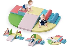 STYPLZ Blocs de construction en mousse pour enfants, blocs d'escalade d'intérieur, structures d'escalade pour enfants, blocs géants pour s'amuser et grimper, ((Ensemble de huit pièces