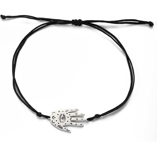 SUNSH Bracciale Malocchio Regolabile Uomo Donna - Cordoncino Portafortuna Con Ciondolo Hamsa, Set Da 2 Per Amici E Coppie
