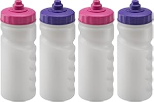Foxberry 500ml Reusable Water Bottles - 4 Pack - Hands Free Lid - Spill Proof and Leak Proof Spout - BPA Free - Dishwasher Safe - Kids - School - Sports - Clubs