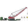 siku 1834, Heavy Load Transporter with Excavator, Wrecking Ball and 3 Road Signs, 1:87, Metal/Plastic, Multicolour, Movable parts