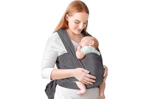 LETTUCE Portabebés, portabebés cómodo, portabebés manos libres, ligero, transpirable, suave, perfecto para recién nacidos y bebés, funda de lactancia con bolsa de transporte (Black Gray)