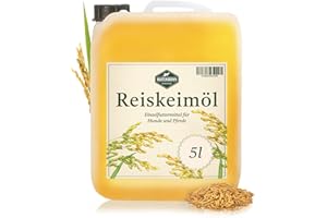 Martenbrown® Rice Germ Oil 5 Litres for Horses, Dogs and Donkeys I in a Practical Canister | Dietary Supplement for Dry Food, Canned Food or as Barf Oil