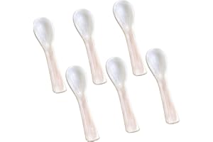 Nogeqi 6 cucharas de nácar, hechas a mano, para huevos, nácar y caviar, 7 cm