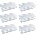 LJY 6 Pieces Rectangular Empty Mini Clear Plastic Organizer Storage Box Containers with Hinged Lids (185 x 90 x 45 mm, Transparent)