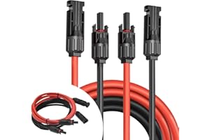 RUIZHI Solar Panel Extension Cable, 6mm² 4m Solar Panel Cable, professional solar cable, for Solar Panels,for photovoltaic cable, for solar power station, IP67 waterproof plug (10AWG 4m)