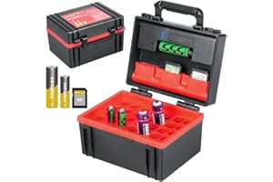 LYNCA Hard Battery Organizer Storage Box and SD Card Case Holder - Holds 6 SD Cards 20 AA Batteries and 15 AAA Batteries - with Built-in Battery Tester (SD*6 AA Battery*20 AAA Battery*15")