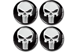 SkinoEu 4 x 56mm 3D Silicona Adhesivo Pegatinas Stickers Universal Tapas de Rueda de Centro Tapacubos para Coche Auto Tuning Calavera A 156