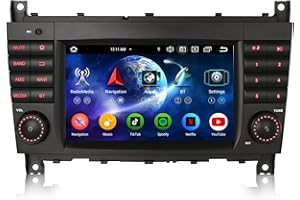 Erisin radio samochodowe 8-rdzeniowe 4GB+64GB z Androidem 14 GPS Navi dla Mercedesa Benz klasy C W203 klasy CLC W203 C180 klasy G W463, obsługuje Bluetooth, 7-calowy ekran dotykowy, CarPlay, Android