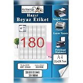 A4 Hazır Etiket 30x9 mm 20 Sayfa 1 Paket 180 li Kendinden Yapışkanlı Fotokopi Lazer İnkjet Kağıdı Yazıcılar İ&ccedil;in Uyumlu