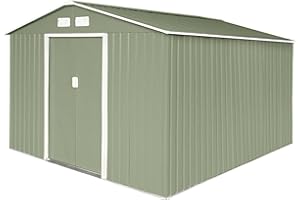 HATTORO S300 Metall Gerätehaus XXXL 277x319x192cm Geräteschuppen Garten Schuppen Gartenhaus Satteldach Grün