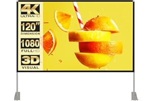 HOIN Projector Screen with Stand 16:9 HD 4K Outdoor Indoor Projection Screen for Home Theater 3D Fast-Folding Projector Screen with Stand Legs and Carry Bag Projection Movie Wrinkle-Free (120inch)