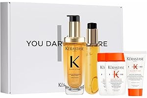 Kérastase Pflegeset mit Elixir Ultime Huile Originale (2 x 75 ml), Nutritive Bain Satin Riche Shampoo (80 ml), Nectar Thermique (50 ml) und Nutritive Bain Satin Riche Shampoo (80 ml) gratis