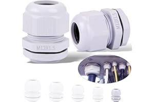 Ziamzra 20 Stück Kabeldurchführung Wasserdicht 12mm Kabelverschraubung Wasserdicht M12 IP68 Einstellbar 3-6.5mm Kabel Verschraubung Kabel Zugentlastung für Schaltkasten Abzweigkasten - Grau
