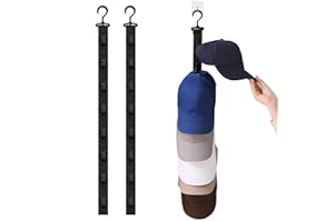 XYUAYAMZ Organizador Gorras, Colgador Gorras, Porta Gorra Viene con 8 Clips de Almacenamiento, Soporte Casquette para Guardar Gorras de Béisbol, Gorras de Pato, para Armario/tras Puerta, 72.5 cm, 2 Piezas