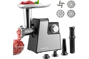 Parmedu Elektrischer Fleischwolf für den Heimgebrauch: Kompakter Fleischwolf Edelstahl mit 3 Platten, Klinge - Wurstfüller Kibbeh Maker Fleischmaschine Frikadellenmaschine Hackfleischmaschine