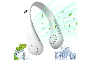LIFETTER Hals Ventilator, Halsventilatoren mit USB, 5 Fach Einstellbarer Tragbare Halsventilator, Wiederaufladbar Mini der blattlose Halsventilator für zu Hause im Büro Reisen Geschenk zum (Weiß)