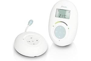 Alecto DBX120 - Baby monitor DECT con modalità ECO completa e display, bianco/blu