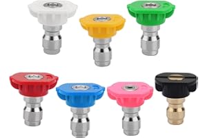 MAIXINNEW 7 Stück Hochdruckreiniger Sprühdüse Spitzen,1/4 Schnellverbindung Düsen Werden Hauptsächlich für Die Autoreinigung und Den Garten Verwendet