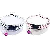 Cat Dog Collar with Elastic Bell Set of 2 with Collar Adjustment