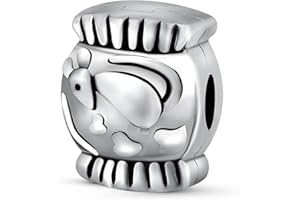 Andante-Stones Perle Bead Clip Stopper Argent 925 Massif avec Motif Souris Élément Bille pour Perles European Beads + Étui en Organza