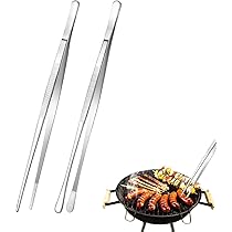 2 Pinze Da Cucina Professionali In Acciaio Inox 25cm - Per Barbecue, Forno E Decorazione Piatti | Nero