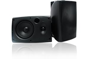 Herdio 6,5 Zoll Bluetooth-Outdoor Lautsprecher wasserdicht mit leistungsstarken Bass Wandmontage Lautsprechern Allwetter-Haltbarkeit für Innen im Freien im Freien Home Deck Veranda (Paar, Schwarz