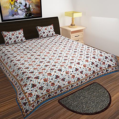 Traditional Mafia rses777759 Luxury Collection Printed Double Bed Sheet Set with 2 Pillow Covers, King, Blue Rose
