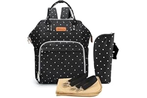 JIAN YA NA, borsa per pannolini impermeabile, borsa per il cambio del pannolino, zaino multifunzionale da viaggio con 1 fasciatoio, 1 borsa termica e clip per carrozzina