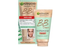 Garnier SkinActive Anti-Age BB Cream, Shade Medium, Tinted Moisturiser SPF 15, Softens Fine Lines & Firms Skin, With Hyaluronic Acid, Aloe & Mineral Pigments, 50 m
