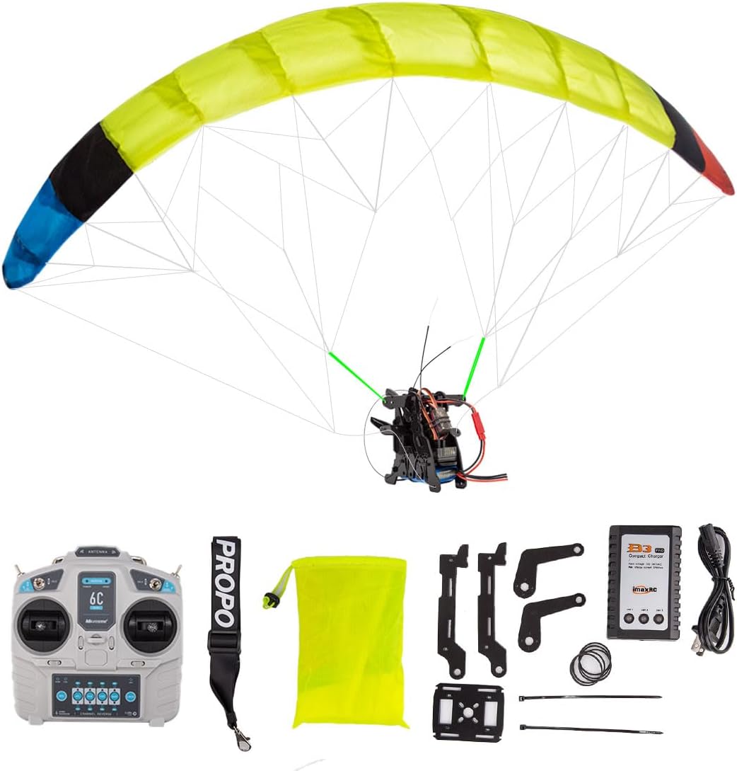 MetaHrystynx Parapente RC para adultos, mini parapente eléctrico de acrobacias RC de 2.4 G, planeador de acrobacias de envergadura de 100 cm, tela de nailon, control remoto de entrenamiento (versión