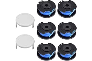 CHIHOLEN Bobine Filo Tagliabordi compatibile con Ryobi RAC124 AC14RL3A, bobina di filo di ricambio per Ryobi One+ 18 V, 24 V, 40 V, Ø 1,65 mm 3,4 m,con copertura per bobina AC14HCA(6 bobine+2 tappo)