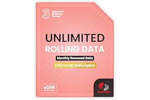 Three Unlimited 5G Data SIM Card - No Contract or Credit Check - Rolling 30-Day £25/Month Subscription