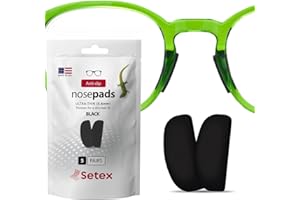 ‎SETEX Setex Gecko Grip Brillen-Nasenpads (5 schwarze Paare) – Rutschfeste, ultradünne Nasenpads für Brillen, Mikrostrukturierte Fasern, Ultrastarker Halt, Ultraweich, Selbstklebend, 0,6 x 7 x 16 mm