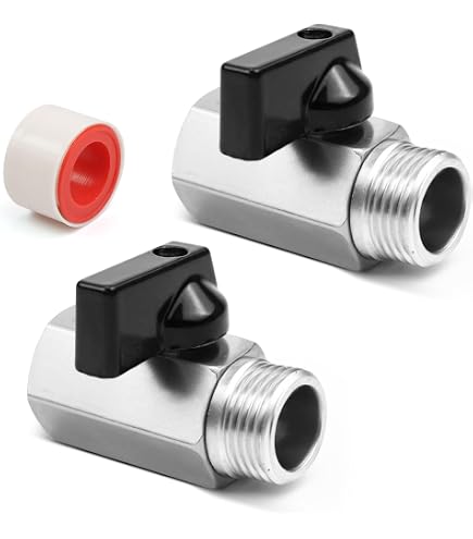2 Stück Mini Kugelhahn 1/2 Zoll Npt Innen- und Außengewinde Mini Absperrventil Edelstahl Auslaufsicheres Design Absperrventil Duschkopf für Haus Garten