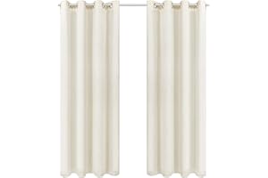 WELTRXE Zasłony zaciemniające, nieprzejrzyste zasłony na przelotkach, izolacja akustyczna, zestaw 2 sztuk, do sypialni, salonu, wys. 244 x szer. 137 cm, beżowe