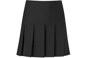 LUXE DIVA Girls Kids Women Ladies School Uniform All Round Pleated School Skirt with Zip Drop Waist Girls Ladies School Drop Waisted Pleated Skirt Formal in Black Grey & Navy