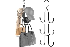 Greyoe Corbatero, Organizador Cinturones, Percha Cinturones, Colgando Bolsa Rack Multifuncional Cinturón Corbata Giratorio Sling Gancho Organizador para Corbatas, Bufandas, Chales, Bolsos Negro