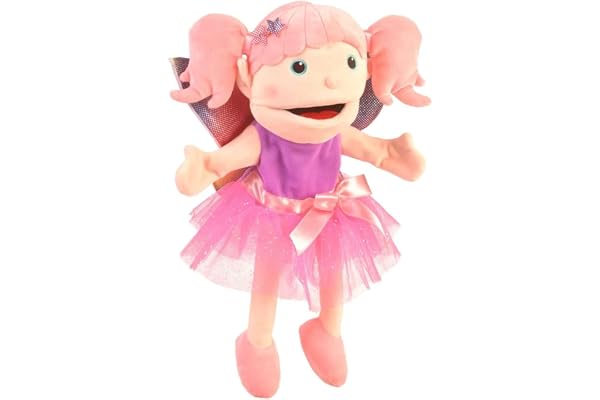 Fiesta Crafts Hand Puppets - Fairy Hand Puppet with Moving Mouth & Arms for Pretend Play, Creativity & Communication Skills - Soft, Colourful, & Interactive Magical Doll for Girls Aged 3 to 8