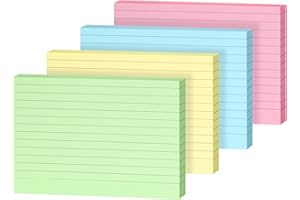 OWLKELA A6 200Pcs Flash Cards, Index Cards 4 Colours (5.83 * 4.13inches), Revision Card for Studying,Working, Note Card for Office, School and Home