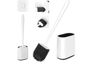 Txeouse Scopino WC in silicone, scopino WC e supporti, scopino WC sospeso,scopa WC antibatterica ad asciugatura rapida per la pulizia del bagno (Nero)