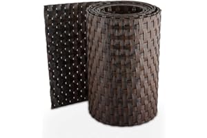 Sellon24 Sichtschutzstreifen Rattan Rolle Sichtschutz Zaunblende 255x19cm für Doppelstabmatten Zaun Rattanoptik Streifen RD06- Schwarz&Braun